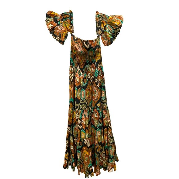 Love The Label Marrakech Cotton Poplin Smocked Maxi Dress Off-Shoulder Small NWT - Picture 1 of 6